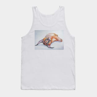 Multi-colored caracal kitten painted in watercolor. Tank Top